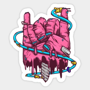 pink zombie metal horns Sticker